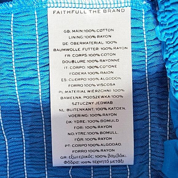 NWT Faithfull the Brand Esti Shirred High-Waisted Mini Skirt USA 4 Turquoise - Picture 4 of 5